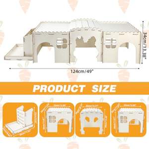 Conejitos extra grandes, conejillo de indias, <span class=keywords><strong>Chinchilla</strong></span>, <span class=keywords><strong>Castillo</strong></span> de conejitos de madera y escondite con comedero de heno - Product Image 2
