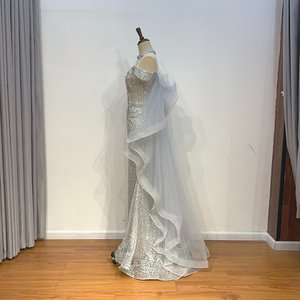 Jancember LSMZ15 Bling hors épaule licou sirène soirée bal avec train - Product Image 4