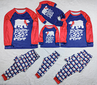 Ensembles de pyjamas de Noël assortis pour la famille 2021 avec taille élastique en tissu gaufré tricoté