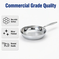 Wajan Penggorengan Anti Lengket Stainless Steel Sarang Lebah Kelas Komersial, Poles Cermin, Gagang Berpaku 14-32cm