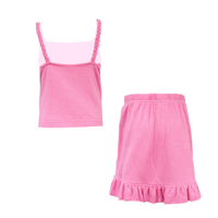 Conjuntos de Ropa para Niñas Pequeñas, Boutique Infantil, Top de Tirantes Trenzados con Lazo de Crochet y Falda Rosa, 2 Piezas, Venta al Por Mayor