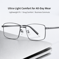 Gafas Unisex de Titanio con Montura Completa Rectangular, Anti Luz Azul, Recicladas para Uso Diario, Protección para Pantalla de Ordenador