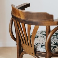 Chaise de salle à manger vintage nostalgique en bois de hêtre avec dossier antique et accoudoirs verts pour restaurant et usage domestique