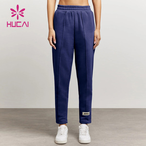 HUCAI OEM ODM Nylon Spandex Alto soporte Color liso Etiqueta personalizada Slim Fit Entrenamiento Fitness Pantalones de chándal para mujeres - Product Image 6