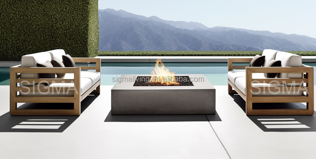 Custom Patio Luxury Outdoor All Weather Garden Sofa Set Solid Wooden Furniture Teak Sofa