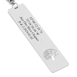 Marque-page en acier inoxydable ajouré motif Arbre de Vie avec pompon, texte gravé au laser personnalisé, <span class=keywords><strong>cadeau</strong></span> souvenir de <span class=keywords><strong>retraite</strong></span> pour enseignant - Product Image 1
