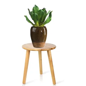 Mid Century Modern Minimalist Style Wooden Small Round Table <strong>Tall</strong> Indoor Planter <strong>Stand</strong> Plant Holder for Flower Pots <strong>Books</strong>