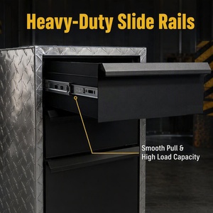 Aluminum Alloy <b>Tool</b> <b>Box</b> Lockable Storage Case Diamond Plate Finish Secure <b>Lock</b> Smooth Sliding Front Label - Product Image 4