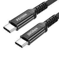 Câble USB-C vers USB-C DFX 100W 5A 1M, charge rapide PD, tressé en nylon avec E-Marker pour iPhone 16 17 MacBook Surface Laptop