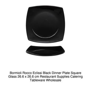 Assiette carrée en verre noir Bormioli Rocco Eclissi 26,6 x 26,6 cm, fournitures de restaurant, vaisselle de traiteur, vente en gros - Product Image 2