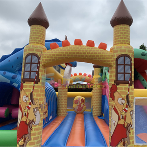 Castillo inflable comercial para niños, con tobogán y pista de obstáculos, con diseño de dragón. - Product Image 2