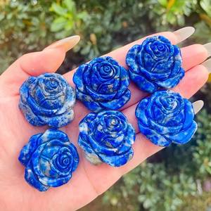 Pendentif Fleur de <span class=keywords><strong>Lapis</strong></span> <span class=keywords><strong>Lazuli</strong></span> Naturel pour la Fabrication de Bijoux, 3,5 cm, Fleur en Pierre Précieuse Sculptée à la Main, Charme pour Collier et Bracelet - Product Image 2