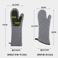 Sarung tangan silikon katun Plus panjang plus sarung tangan oven microwave dapur sarung tangan memanggang silikon terisolasi
