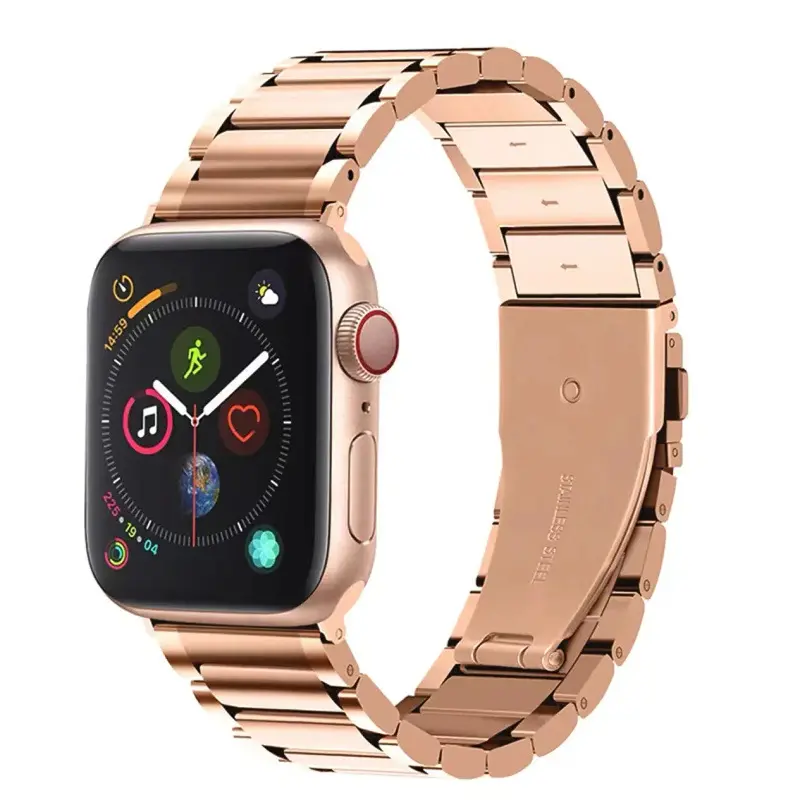 럭셔리 3 링크 스테인레스 스틸 밴드 애플 시계 41mm 45mm 조절 젖빛 팔찌 iWatch 8 울트라 SE 7 6 5