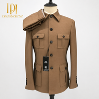 Costume homme tendance, best-seller, deux pièces, coupe ajustée, costume décontracté pour affaires, ensemble de costume décontracté à manches courtes multi-poches