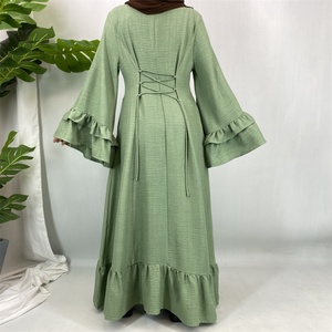 Fashion Pleated Big Hem Flared Party Dress with <b>Back</b> <b>Ties</b> Perfect for Muslim Women Evening and Special Occasions (6896) - Product Image 4