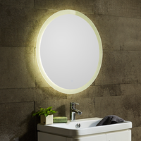 Miroir de salle de bain d'hôtel de luxe avec éclairage LED, écran tactile intelligent, anti-buée, à intensité variable, miroir mural éclairé