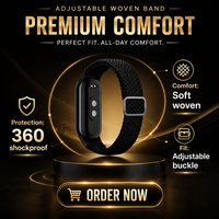 Bracelet de montre en nylon tissé rose avec cadre en TPU et boucle à clip pour Mi Band 3 4 5 6 7 8 9 10