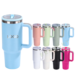 Custom Logo 40oz Tumbler With Flip Straw 40 Oz Stainless Steel Vacuum Insulated Travel Mug Cup Tumbler With Handle and Straw