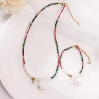 Ensemble collier et bracelet en perles de zoïsite rubis tourmaline rouge au design ethnique bohème distinctif, accessoire assorti pour femme au quotidien