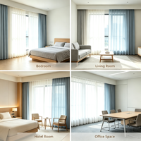 Tissu transparent aspect lin ignifuge par nature OEM/ODM |   Conforme à la norme NFPA 701 |   280 cm de large pour les projets commerciaux