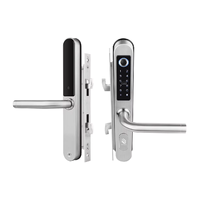 Serrure de porte électronique intelligente en aluminium pour réseau Wi-Fi avec identification par empreinte digitale et code PIN, et option de stockage sur carte mémoire