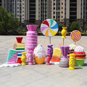 Personalizar al aire libre gran fibra de vidrio iluminado bastón de caramelo donut <span class=keywords><strong>macaroon</strong></span> accesorios Gigantes/adornos de dulces de Navidad para la decoración del centro comercial - Product Image 6