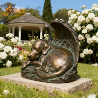 D&Z Art Group - Estatuas de Bronce Creativas, Estatuas de Animales de Dibujos Animados para Decoración de Jardín, Estatuas de Perros Ángeles para Lápidas Conmemorativas