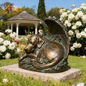Groupe d'art D&Z Statues en bronze créatives Statues d'animaux de dessin animé <span class=keywords><strong>pour</strong></span> la décoration de jardin Statues de chien ange <span class=keywords><strong>pour</strong></span> les pierres tombales commémoratives - Product Image 4
