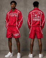 Ensembles assortis de survêtements pour hommes : vestes coupe-vent réfléchissantes en nylon ripstop léger et shorts de jogging, style streetwear personnalisé