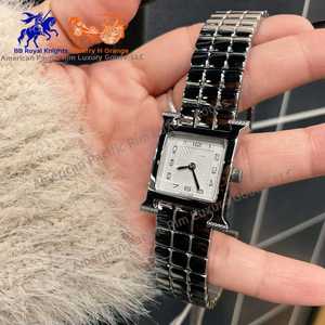 H Brand Women's Luxury Italian Link Classic Watch <b>Adjustable</b> Rectangle <b>Square</b> Case Shape Quartz Movement Ronda Business Style - Product Image 4