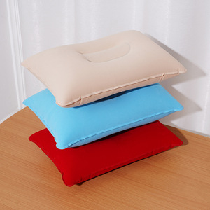 Oreiller gonflable en PVC floqué de couleur unie pour les voyages - Product Image 4