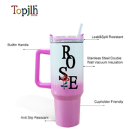 2026 Topjlh Gobelet isotherme 40oz en acier inoxydable à double paroi, avec poignée dégradée nacrée, vierge pour sublimation, avec paille, en gros pour les magasins d'accessoires automobiles
