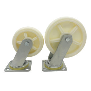 Troli Dorong Roda Putar Industri Nylon Super Heavy Duty 4-8 Inch dengan Rem Putih Garansi 6 Bulan - Product Image 1