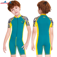 Maillot de bain une pièce avec fermeture éclair sur le devant, maillot de bain pour enfants, manches courtes, maillot de surf, garçon, rashguard de plongée, spandex/nylon anti-UV