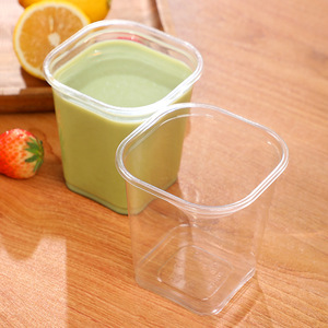 Square Plastic Pet <b>Cup</b> 301 400Ml For <b>Cold</b> Drinks Coffee Shops Dessert Stores - Product Image 2