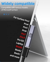 Convertisseur de prise de charge rapide 102W USB Type C PD pour Surface Pro 8 7 6 5 4 3 Go Adaptateur USB-C pour Surface Book 1 2 3