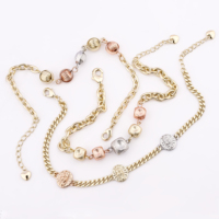 Nouveau Bracelet Tricolore en Cuivre avec Perles Vierge Marie pour Femme, Pulsera Muje Virgen De Guadalupe, Bracelets 14K en Or Laminé