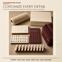 Set Mahjong Amerika Tema Cranberry Smoke untuk Liburan Thanksgiving dengan Rak, Penggeser, Alas, dan Kotak untuk Program Hadiah