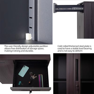 Armoire de classement moderne en acier réglable à grain de bois avec tiroirs verrouillables pour utilisation en salle de sport - <span class=keywords><strong>Rangement</strong></span> de bureau commercial - Product Image 3