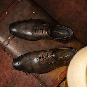 Zapatos de Vestir de Cuero para Novio, Elegantes, Duraderos, Cómodos, Antideslizantes, Pulidos a Mano, de Lujo, para Banquete de Boda - Product Image 1