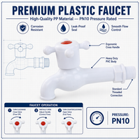 Robinet en PVC à poignée croisée, filetage mâle, anti-UV, étanche, en plastique, pour l'irrigation des fermes, des jardins et des ménages, vente en gros, OEM