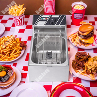 Fritadeira Comercial de Bancada com 2 Cestos e 2 Tanques para Batatas Fritas