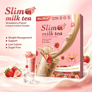 Hot Selling Custom Flavor Strawberry <b>Slim</b> Milk <b>Tea</b> Age Appropriate For Adults Boosts Energy Reduces Appetite Private Label Box - Product Image 6