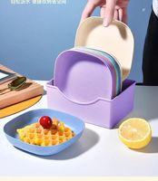 Lot de 10 plateaux multifonctions en paille de blé pour snacks, fruits, cuisine, écologiques, pour table à manger, bac à déchets, plateau à os