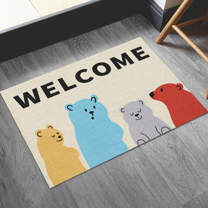 พรมเช็ดเท้ารูปแมวการ์ตูน รูปทรงสี่เหลี่ยมผืนผ้า สำหรับใช้ภายในอาคาร ซักด้วยเครื่องได้ ทนทาน ป้องกันคราบสกปรก ดีไซน์ทันสมัย วัสดุผ้าปูที่ถูพื้น 1 ชิ้น - Product Image 4