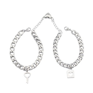 2026 Popular Niche Design <b>Couple</b> 2pcs Set Pendant <b>Bracelet</b> Titanium Steel Silver Plated Unisex's <b>Bracelets</b> Fashion Jewelry - Product Image 6