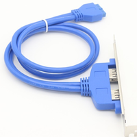 Cable deflector USB 3,0 de doble puerto hembra de 20 pines, soporte de placa con ranura, accesorio de placa base con aislamiento de nailon PTFE de PVC
