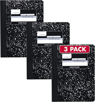 Individuelles Kompositionsheft, breitliniert, 7,5"x 9,75", 100 Blatt, schwarzer Marmor, 3er-Pack (38301)