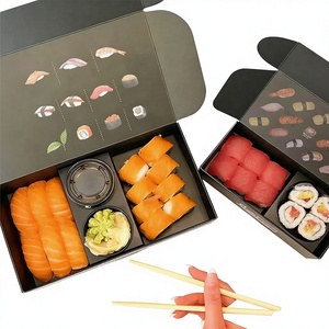 Caja de Regalo <span class=keywords><strong>Gourmet</strong></span> de Lujo Personalizada, Caja Rígida de Papel Negro para Sushi para Llevar, con Laminado Mate y Grabado en Relieve para Uso Alimentario - Product Image 3